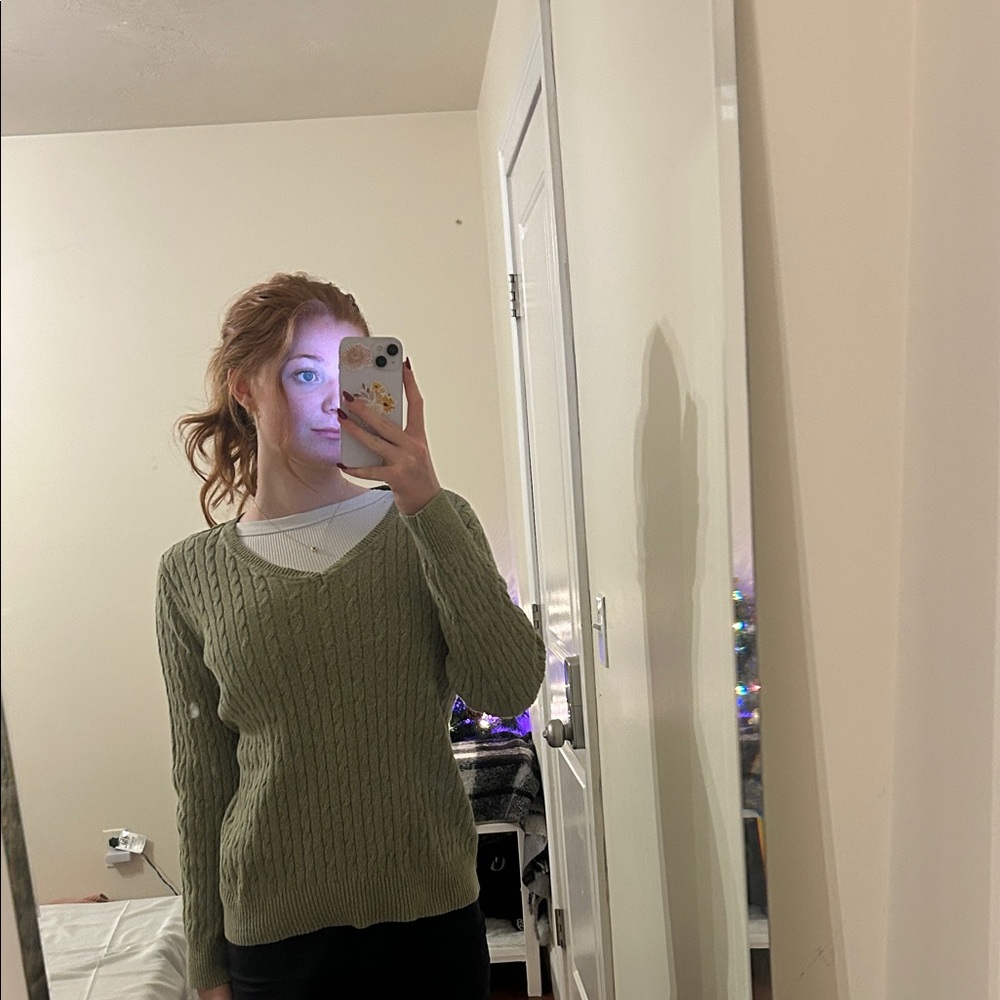 Green V-Neck Sweater